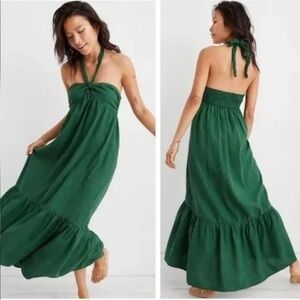 Aerie Dark Green Halter Maxi Dress